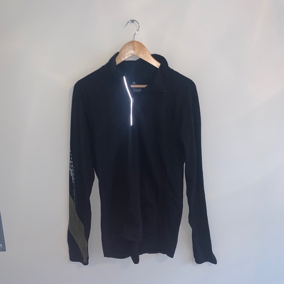 GAP Jackets & Blazers - GapFit Womens Black w Yellow Stripes Zip Up Jacket